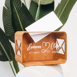 Caja de tarjetas de boda personalizada con ranura, caja de sobres de recuerdo de madera, decoración de despedida de soltera, caja de recuerdos, caja rústica para tarjetas de boda