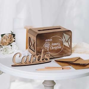 Scatola per biglietti d'auguri, Scatola, Scatola per biglietti di nozze, Porta biglietti, Scatola regalo, Scatola di legno, Scatola ricordo di nozze, Regalo personalizzato, Segnaletica per matrimoni