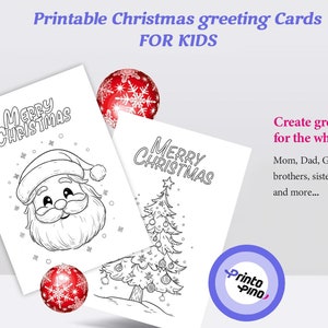 Cartões de colorir de Natal fofos grátis para crianças, páginas de Natal para impressão e atividades, presentes DIY divertidos, cartões de felicitações de Natal para crianças pequenas