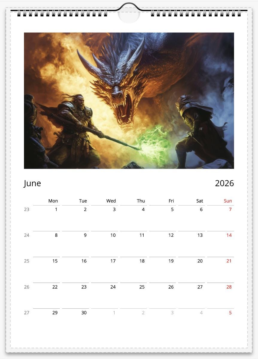 2026 Dungeons & Dragons Wall Calendar: Fantasy RPG Adventure ...