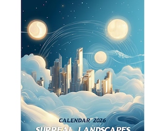 Calendario da parete 2026 Paesaggio surreale: arte fantasy, ecologico