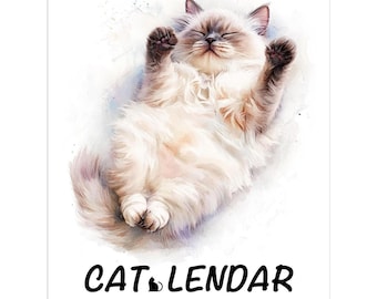 2026 Watercolor Cat Calendar: Whimsical Feline Art