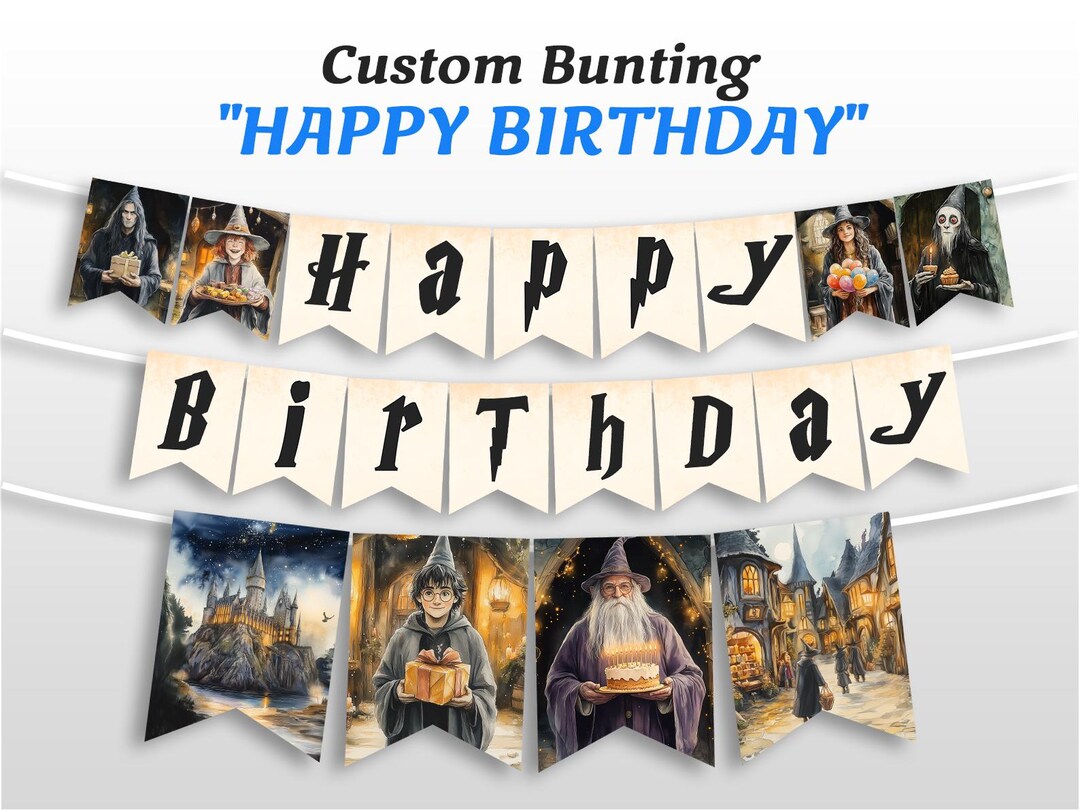 Bunting Happy Birthday, Printable Wizard Party Decorations Banner ...