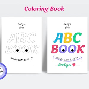 ABC Baby Shower Coloring Pages Digital Download Animal Educational Activity Gift Idea Printable baby games, guest activities Coloring book.