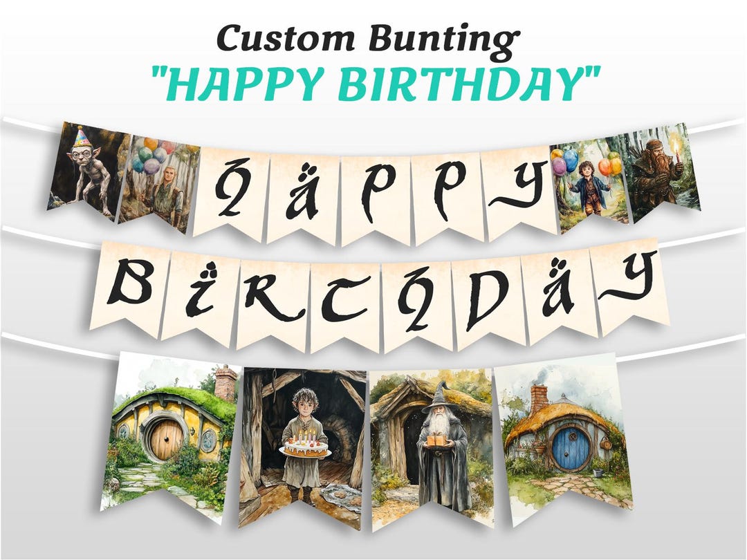 Bunting Happy Birthday, Banner Lord of Adventure, Party Garland Lord of ...