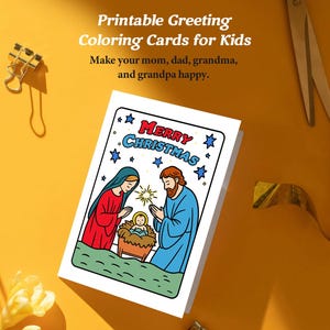 Páginas para colorir de Natal para crianças | Diversão para imprimir nas férias | Download digital instantâneo | Cartão para colorir de felicitações para imprimir para crianças pequenas | Natal