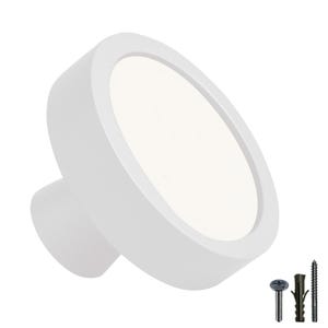 Peut inclure: Bouton de porte en céramique blanche avec une face ronde et plate et un petit bouton rond à l'arrière. Le bouton est conçu pour être utilisé sur les armoires ou les tiroirs. Il est livré avec deux vis pour l'installation.