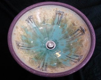 Vessel Sink With Dragonflies and Textured Rim Custom Ceramic Handmade Art Basin MADE TO ORDER