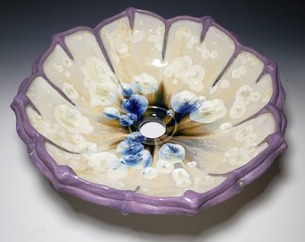 Lotus Flower Vessel Sink Crystallne Glaze Custom Ceramic Art Basin MADE TO ORDER