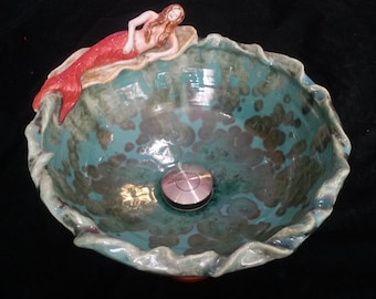 Mermaid Vessel Sink Custom Sculpture Handmade Ceramic Art Basin MADE TO ORDER