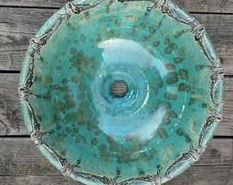 Vessel Sink Reapeated Mermaid Border Custom Ceramic Art Basin MADE TO ORDER
