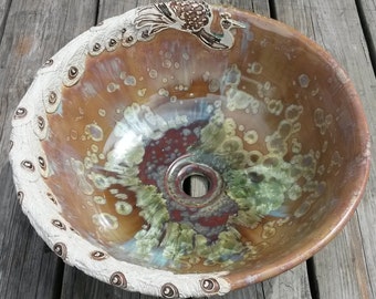 Peacock Vessel Sink Custom Handmade Art Basin MADE TO ORDER