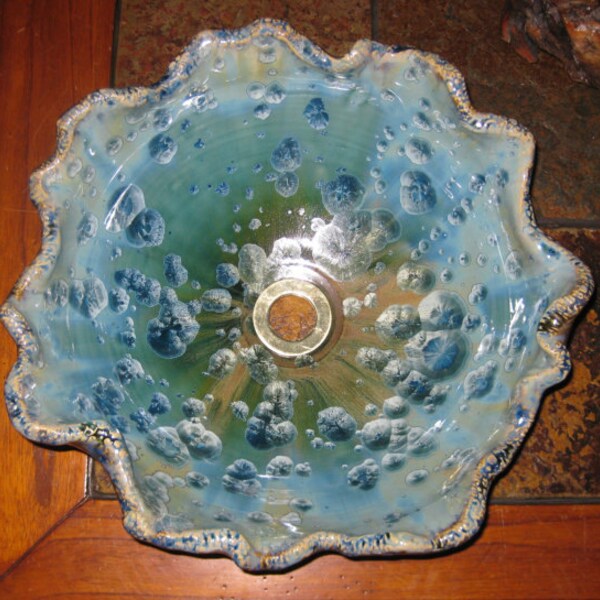 Art Vessel Sink Undulating Textured Organic Rim Custom Handmade Art Basin Crystalline Glaze MADE TO ORDER