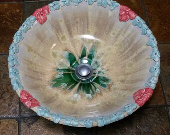 Vessel Sink Sculpture Flower Rim Patter Custom Ceramic Art Basin MADE TO ORDER