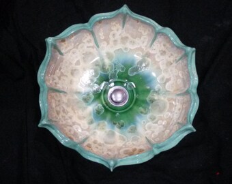 Flower Sink Bathroom Vessel Crystallne Glaze Custom Ceramic Art Basin MADE TO ORDER