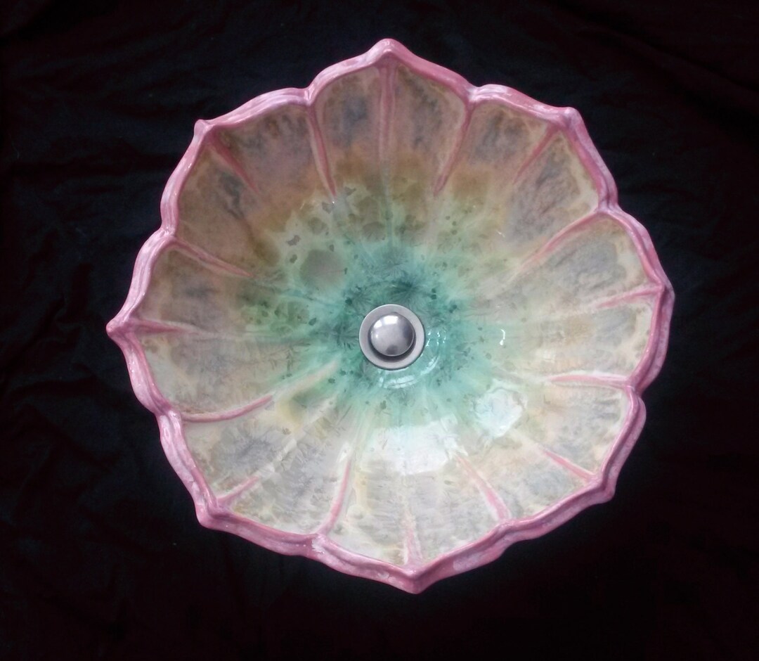 Flower Vessel Sink in Lotus Shape Handmade Custom Art Basin Made to