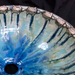 Turtle Art Vessel Sink Border Crystalline Glaze Custom Ceramic Art Basin MADE TO ORDER image 3