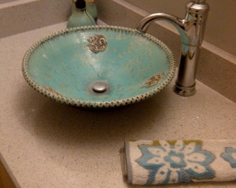 Vessel Sink with Infinity Celtic Knot Pattern Custom Handmade Ceramic Art Basin MADE TO ORDER