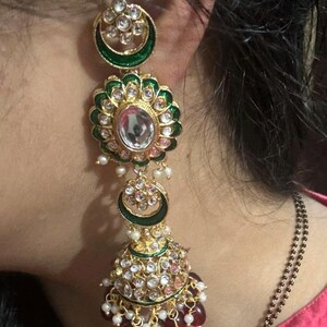 Long Kundan Jhumki Statement Earrings/Indian Jewelry/ Bollywood Jewelry/ Women jhumki /