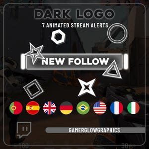 Animated Dark Alerts Pack | For Twitch and Kick | Compatible with OBS and Streamlabs