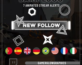 Animated Dark Alerts Pack | For Twitch and Kick | Compatible with OBS and Streamlabs