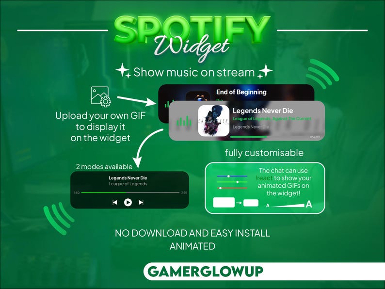 Animated Music Custom Widget Spotify | for Twitch and Youtube | OBS ...