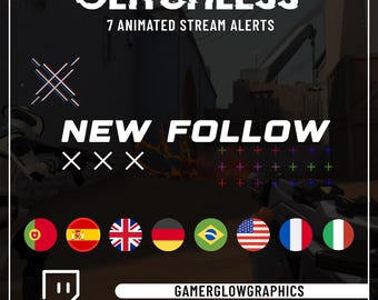 Animated Glitch Alert Pack | For Twitch, Kick | Compatible with OBS & Streamlabs