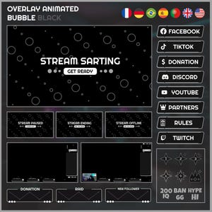 Animated Overlay Bubble Dark for Stream – Twitch, Kick, YouTube – Compatible with OBS & Streamlabs
