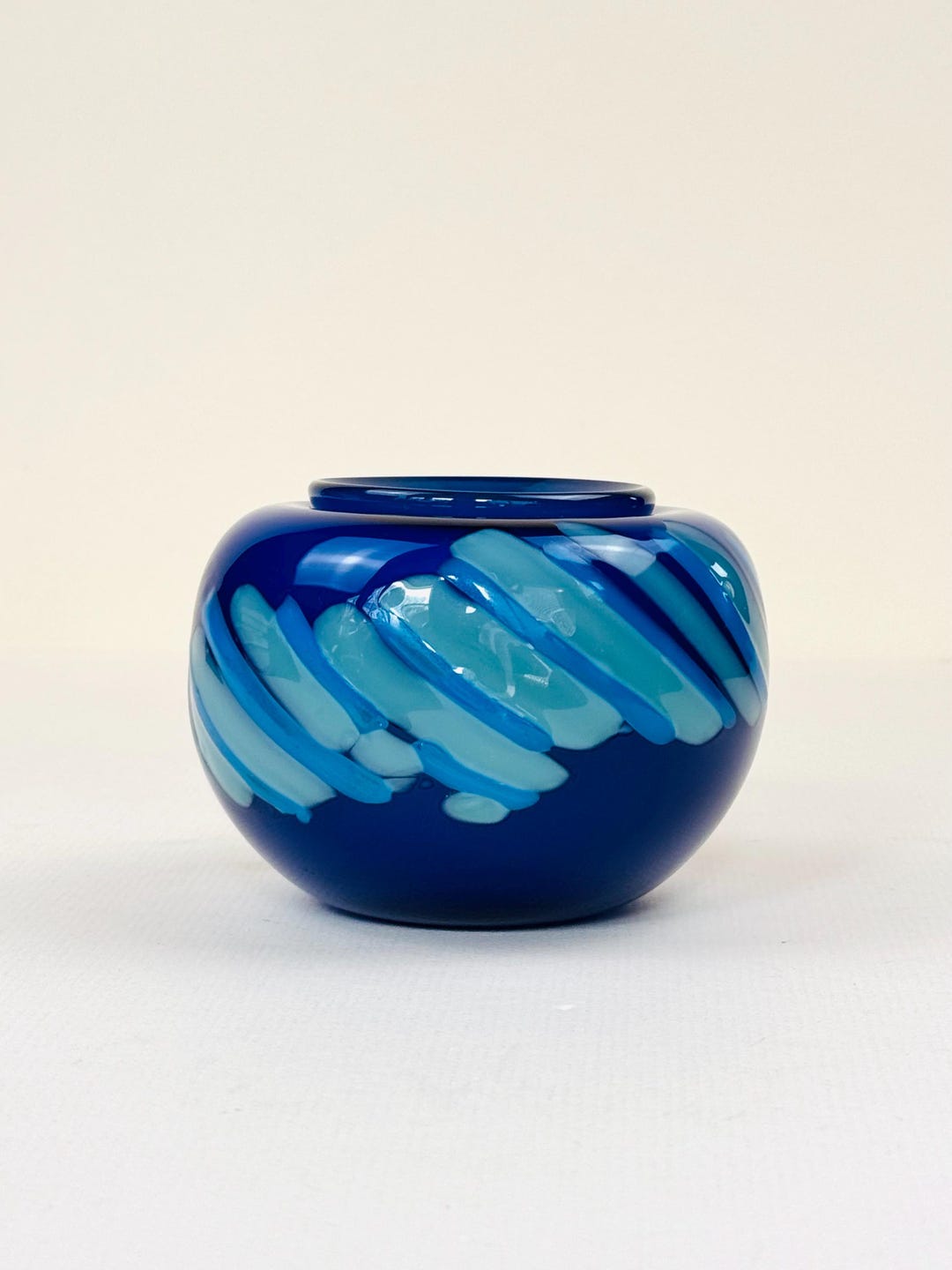 Vintage Studio Art Glass Signed Cobalt Blue Vase - Etsy