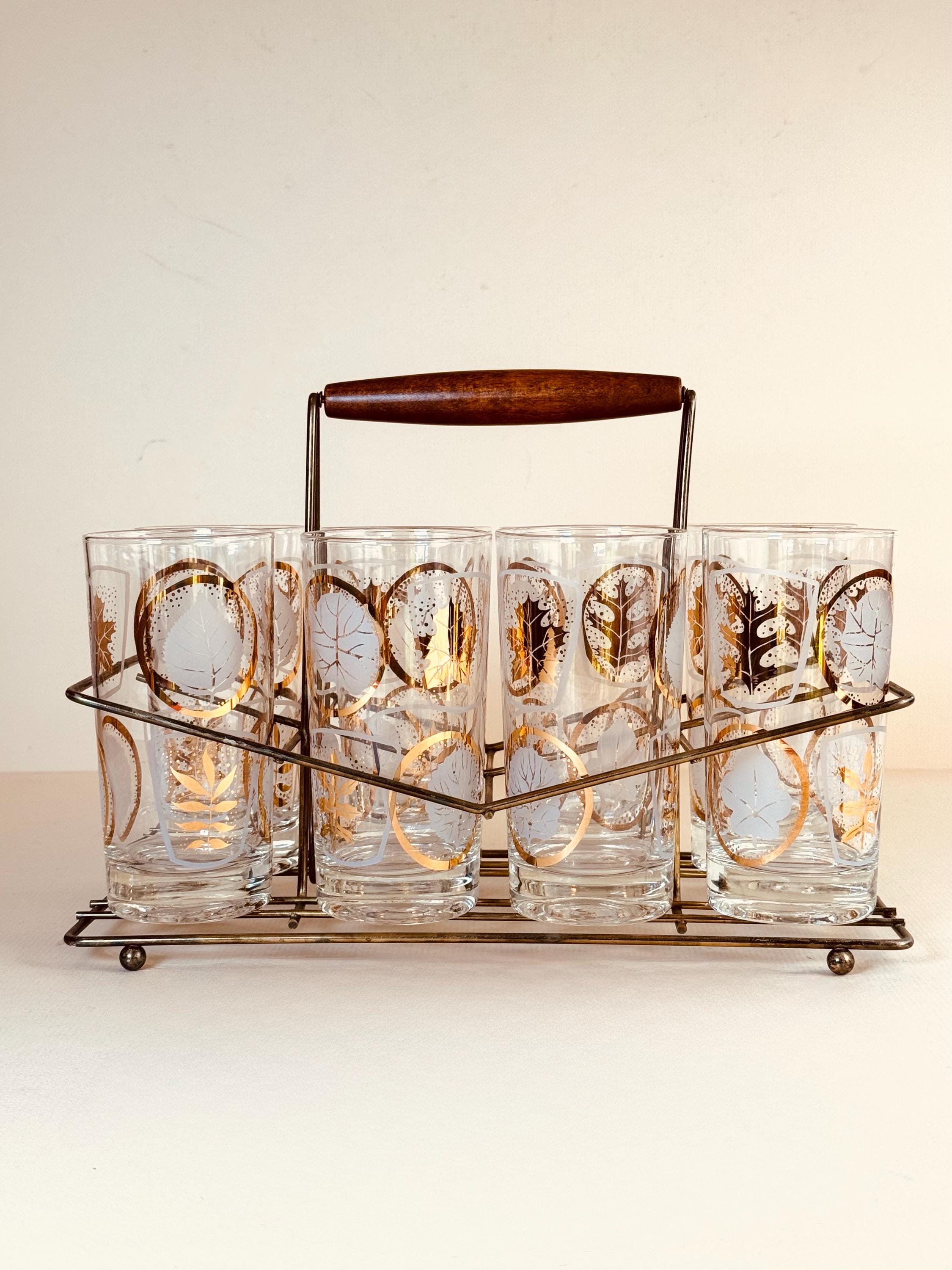 Vintage Glassware Set With Carrier - Etsy