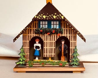 Vintage Weather Wood House Chalet Alpine Swiss Barometer Western Germany