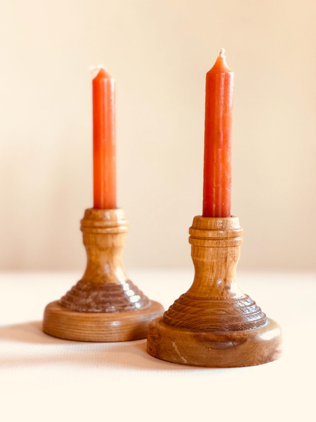 Vintage Wood Candle Holders Set of 2 - Etsy