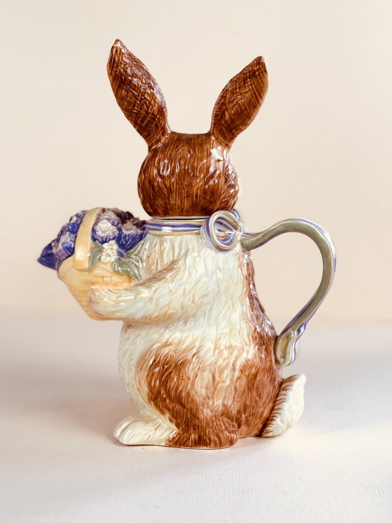 Longaberger Spring Easter Bunny Rabbit Teapot Pitcher 10.5 