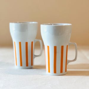 Vintage Schmid Kreglinger Coffee Cups 60s Orange Stripes