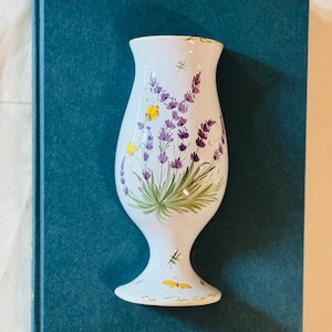 Vintage Hand Painted French Faience Wall Pocket Vase Signed 8”x3.5”