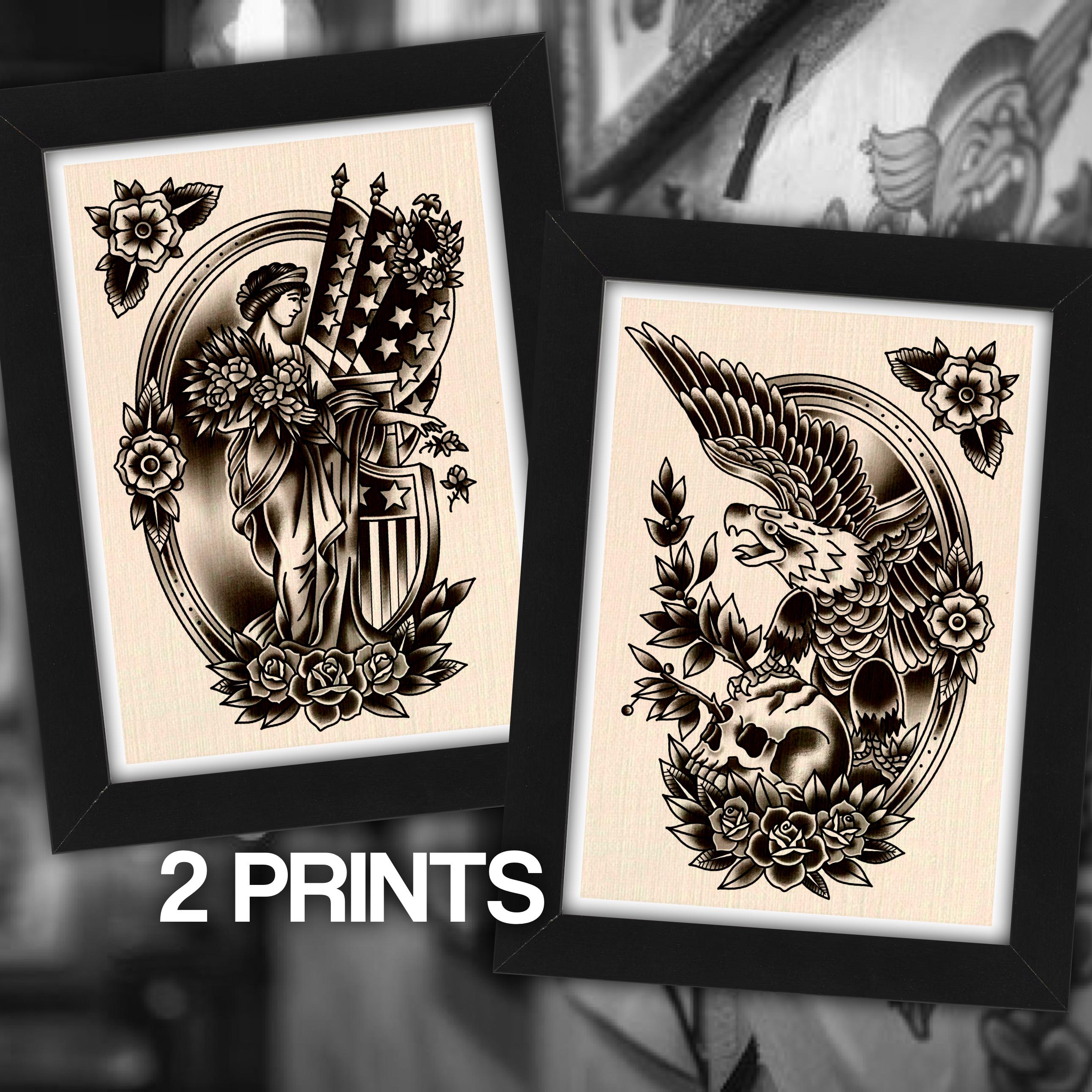 アメリカントラディショナルタトゥー ブラック＆グレー アートワーク