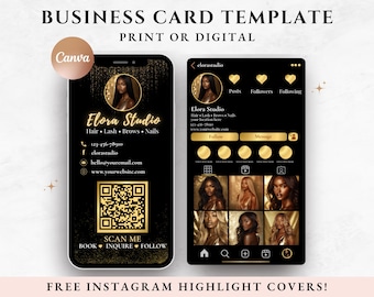 Instagram Business Cards Editable QR Code Business Card DIY Canva Business Card Template Digital Business Card Printable Beauty Business