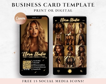 Business Card Template Instagram Business Cards Editable QR Code Business Card DIY Canva Digital Business Card Printable Esthetician Card