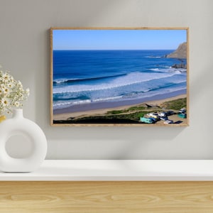 Surf art photography, waves print, vanlife poster, printable ocean wall art, Algarve photo