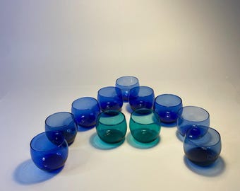Set of 11 Nuutajärvi Marja Glasses | 1970s Mid-Century Saara Hopea | Handmade in Finland
