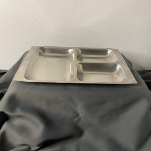 Danish Stainless Steel Serving Tray | Divided Modern Tray | Minimalist Tableware | Mid Century Modern