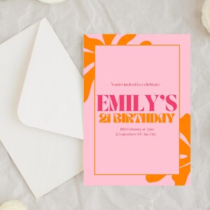 Orange & Pink Birthday Invitation Template – Canva Pro | Editable Digital Download
