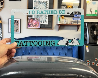 Prefiero tatuar AZUL VERDE - Marco de matrícula de tatuaje