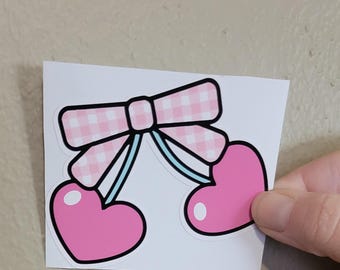 120 - Heart Cherries and Bow Sticker