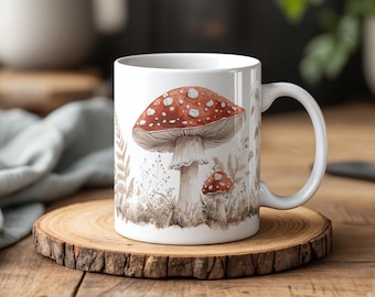Paddenstoelmok, koffiekop Cottagecore Toadstool, cadeau bos natuurliefhebber, botanische keramische mok
