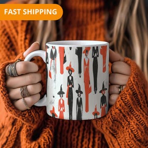 Gothic Witch Coffee Mug – Spooky Ceramic Cup with Witches Design, Halloweening Gift Idea