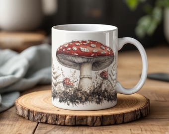 Paddenstoelmok, koffiekop Cottagecore Toadstool, cadeau bos natuurliefhebber, botanische keramische mok