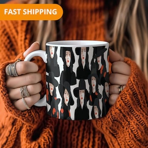 Halloween Witch Mug – Ceramic Coffee Cup with Spooky Pattern, Unique Halloweening Gift