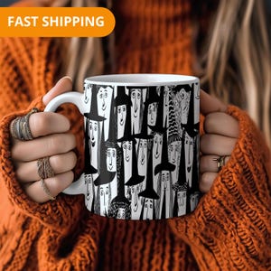 Gothic Witch Coffee Mug – Spooky Ceramic Cup with Witches Design, Halloweening Gift Idea