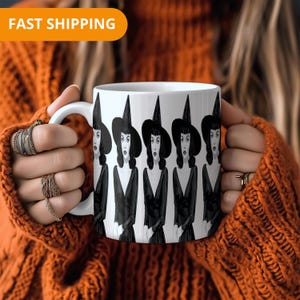 Gothic Witch Coffee Mug – Spooky Ceramic Cup with Witches Design, Halloweening Gift Idea